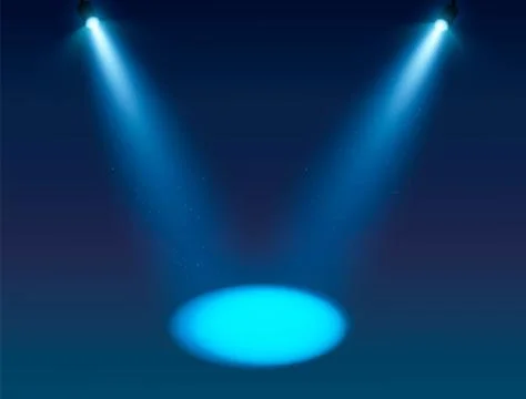 Blue Spotlight vector background. Illuminated effect form projector, projector Stock Illustration