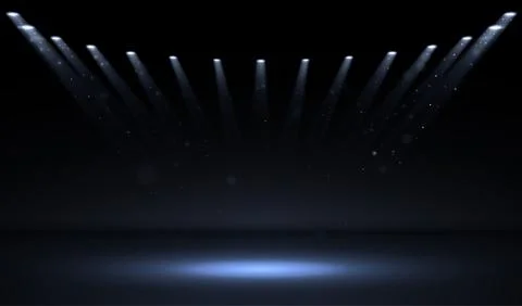 Blue spotlights on black background Stock Illustration