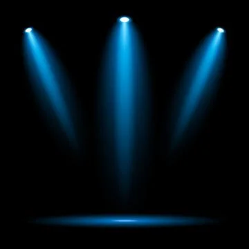 Blue spotlights on dark background Illustrazione stock