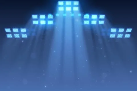 Blue spotlights panels with light rays effect Stock Illustration