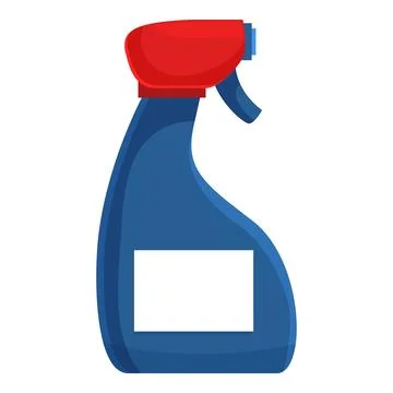 Blue spray bottle with red trigger for cleaning and disinfecting Stock Illustration