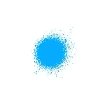 Blue spray paint drip vector round shape with ink splatters, abstract graffiti Stock Illustration