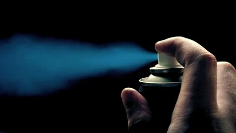 Blue Spraypaint Sprayed In Dark Area Stock Footage 336263617