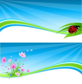 Blue spring banner Stock Illustration