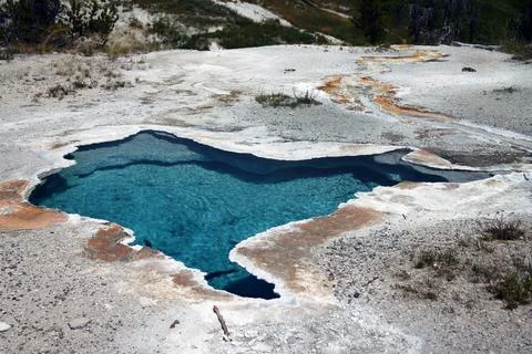 Blue spring basin in the Upper Geyser complex Stock Photos