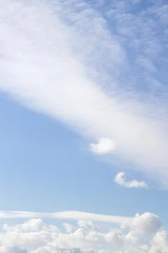 Blue spring sky with white fluffy clouds Stock Photos