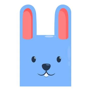 Blue square bunny face smiling showing teeth Stock Illustration