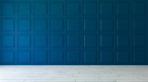 Blue square decorative wall panels concept 3d illustration Stock Illustration