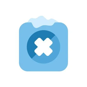 Blue square delete icon with snow effect Illustrazione stock