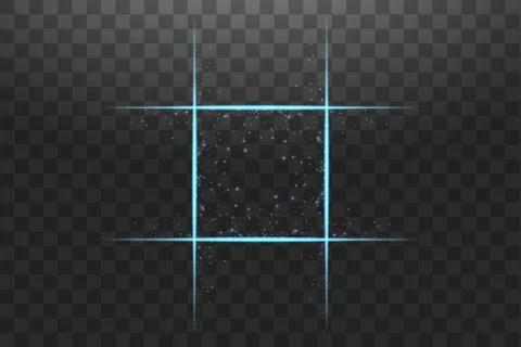 Blue square frame with lights effects. Shining luxury banner vector illustration Stock Illustration