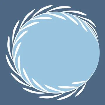 Blue square frame with simple circle leaves. Illustrazione stock