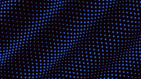 Blue Square Halftone Wave - Digital Pixel Stream Motion Background Video stock 334868674