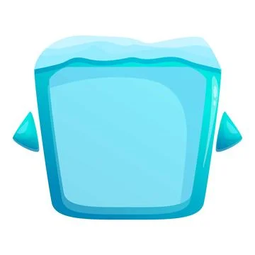 Blue square ice cube floating in water with arrows Stock Illustration