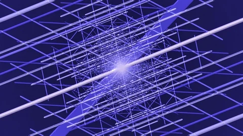 Blue Square of Lines Rotation Video stock 100690080