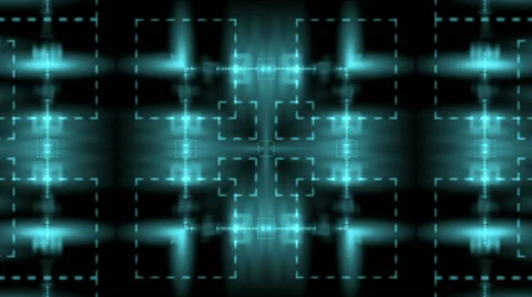 Blue square in the middle. Various shapes transformed and shimmer around the cen Stock Footage 48779912