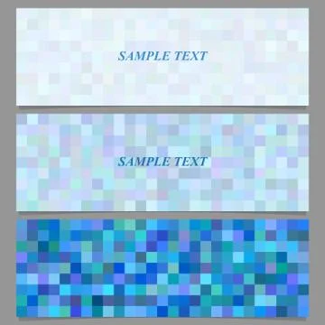 Blue square mosaic pattern banner background set イラスト素材
