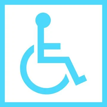 Blue Square Outline Handicap Accessibility Icon Stock Illustration
