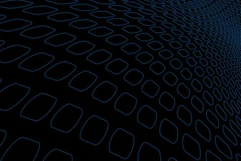 Blue square outline pattern in perspective on black background for abstract.. Stock Illustration