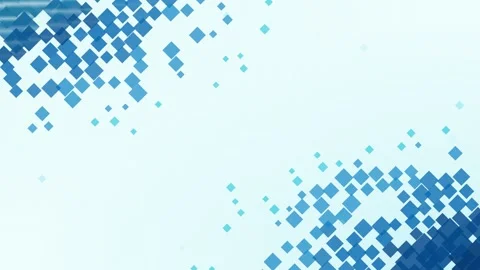 Blue square particles transition from solid blocks to scattered pixels on a.. Stock Footage 345687174