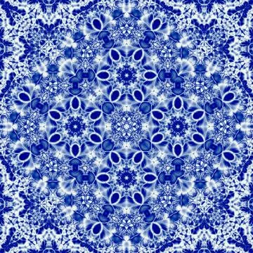 Blue square pattern with gzhel elements Illustrazione stock
