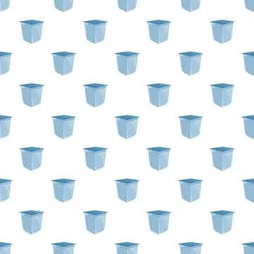 Blue square plastic yogurt cups seamless pattern Stock Illustration