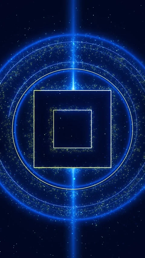 Blue square portal rings background with glowing rectangle frames, circular ener Stock Footage 340550171