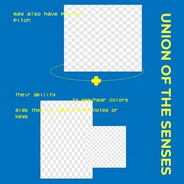 Blue Square Poster Template for Social Media. Union of the senses. Put Your Stock Illustration