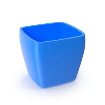 Blue Square Pot 3D Render Stock Illustration