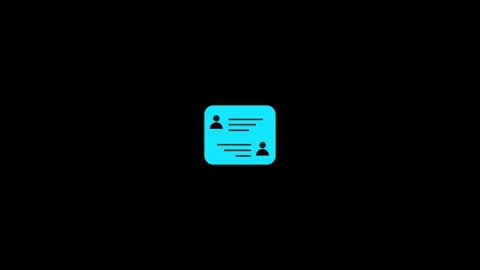 Blue square with profile icons and message lines animating from black backg.. Vidéo 331297622
