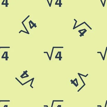 Blue Square root of 4 glyph icon isolated seamless pattern on yellow background Stock Illustration