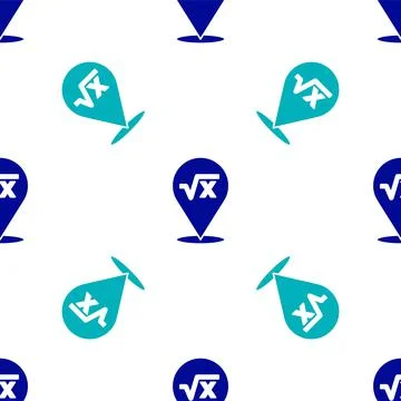 Blue Square root of x glyph icon isolated seamless pattern on white background Stock Illustration