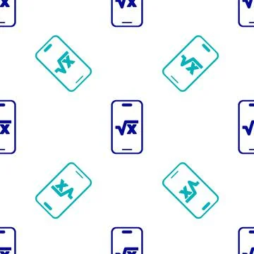 Blue Square root of x glyph icon isolated seamless pattern on white background Stock Illustration