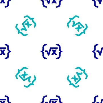 Blue Square root of x glyph icon isolated seamless pattern on white background Stock Illustration