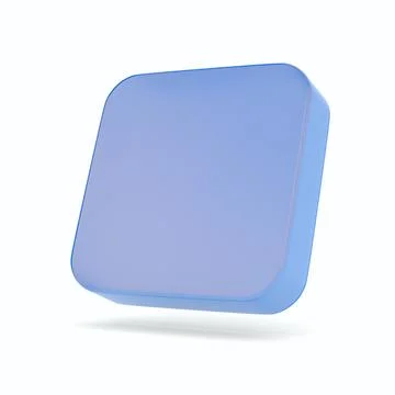 Blue square with round corners on white background. Isolated 3D illustration Stock Illustration