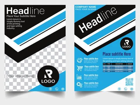Blue square shape annual report brochure flyer design template Stock Illustration