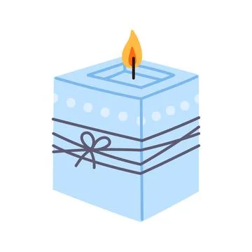 Blue square shape aromatic candle with burning lid Stock Illustration