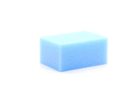 Blue Square Sponge Over White Background Stock Photos