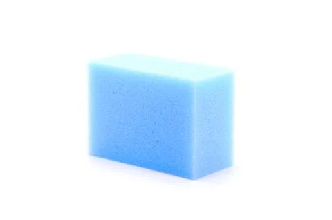Blue Square Sponge Over White Background Stock Photos