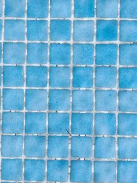 Blue square tiles creating a mosaic pattern surface Stock Photos