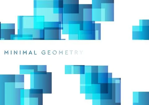 Blue squares abstract tech geometric minimal background Illustrazione stock