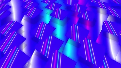 Blue squares with colored stripes rotate and cast shadows Stock Footage 140994968