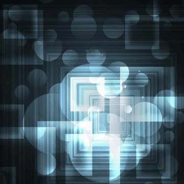 Blue squares on a dark background Stock Photos