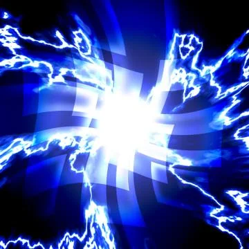 Blue squares with lightning. Stock Photos