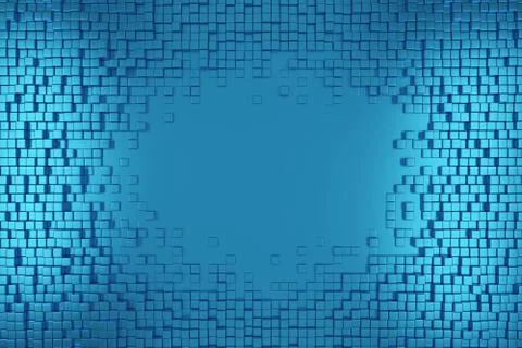 Blue squares pattern. 3d cubes background. 3d illustration. Illustrazione stock