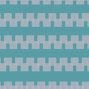 Blue squares zig zag seamless vector pattern on teal Stock Illustration