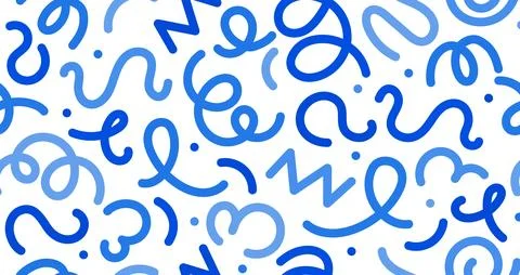 Blue squiggle kids abstract vector line pattern 스톡 일러스트