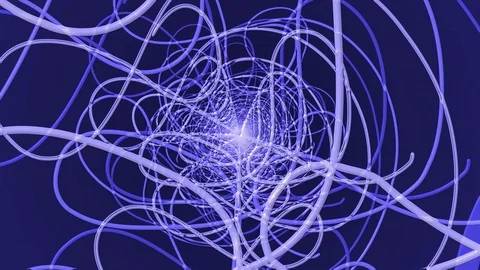 Blue Squiggle Line 01 Rotation Stock Footage 100700798