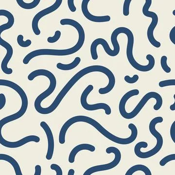 Blue squiggle seamless vector pattern. Illustrazione stock