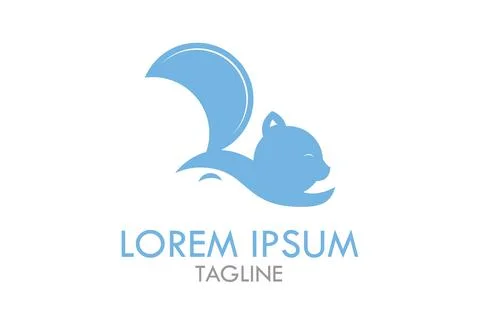 Blue Squirrel Fun Logo Design	 Stock Illustration