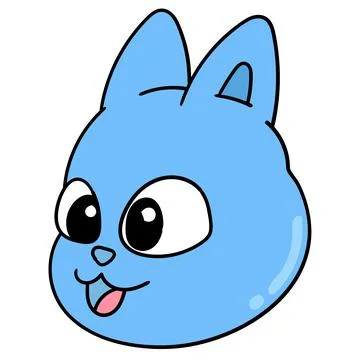 Blue squirrel head smiling happily, doodle icon image Stock Illustration